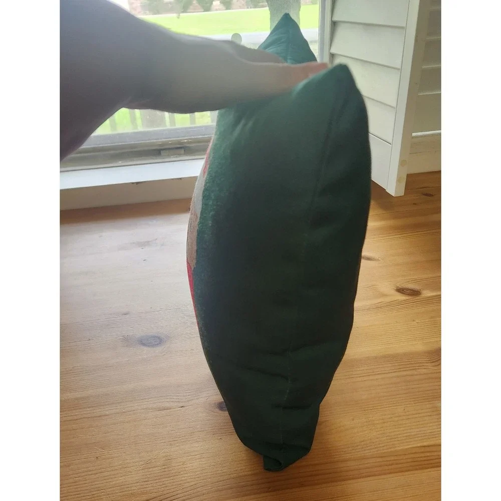 Christmas‎ Cat Accent Throw Pillow Green Red Scarf Holiday Decor